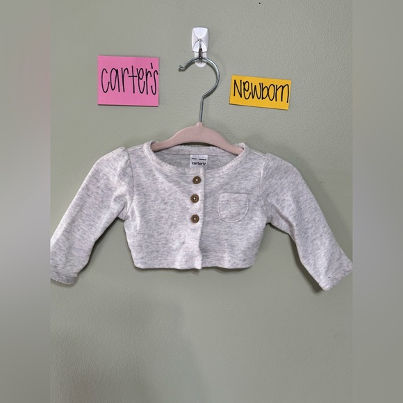 Carter's Other - NWOT Carter’s Classic Light Gray Infant Button-Up Sweater, Size Newborn